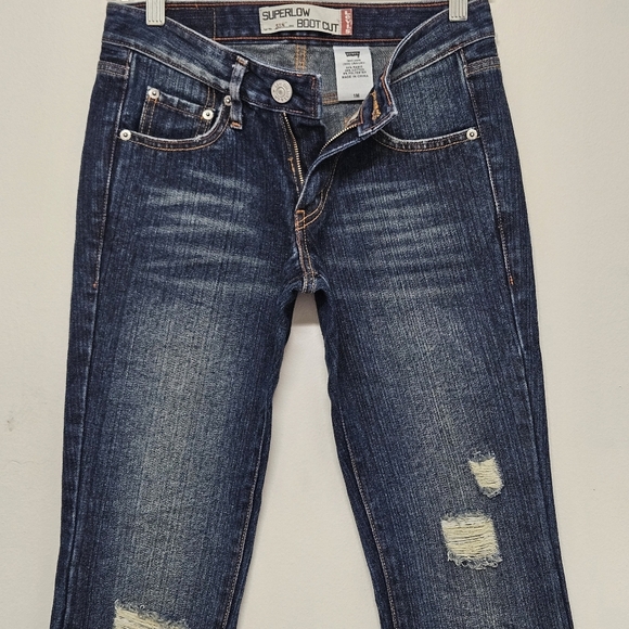 21 LEVI'S 518 DISTRESSED SUPERLOW BOOT CUT JEANS SIZE 1M - Picture 5 of 16